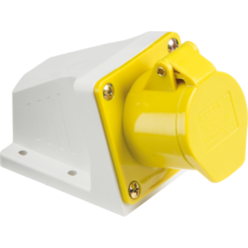 110V Yellow Wall Mounted Socket 32Amp 2P + E IP44