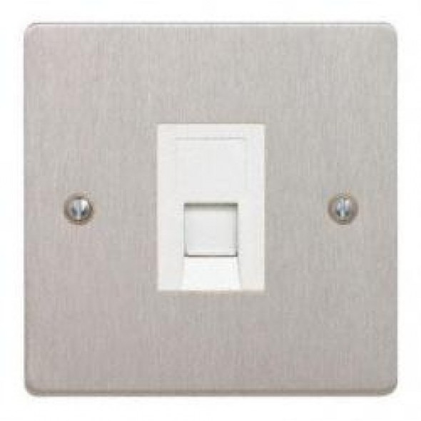 1 Gang RJ45 CAT5E Satin Chrome Data Socket
