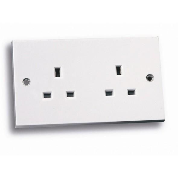 Standard white 2 gang unswitched socket