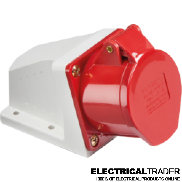 415V Red Wall Mounted Socket 32Amp 3P + N + E IP44