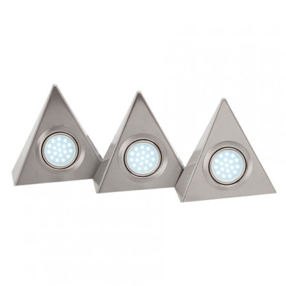 Cabinet Lights LED Triangular Kit White - Satin Chrome