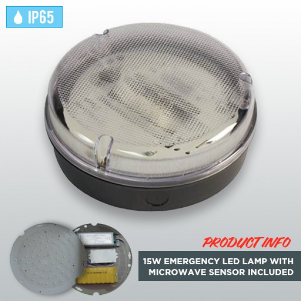 black-circular-bulkhead-15w-emergency-led-lamp-microwave-sensor