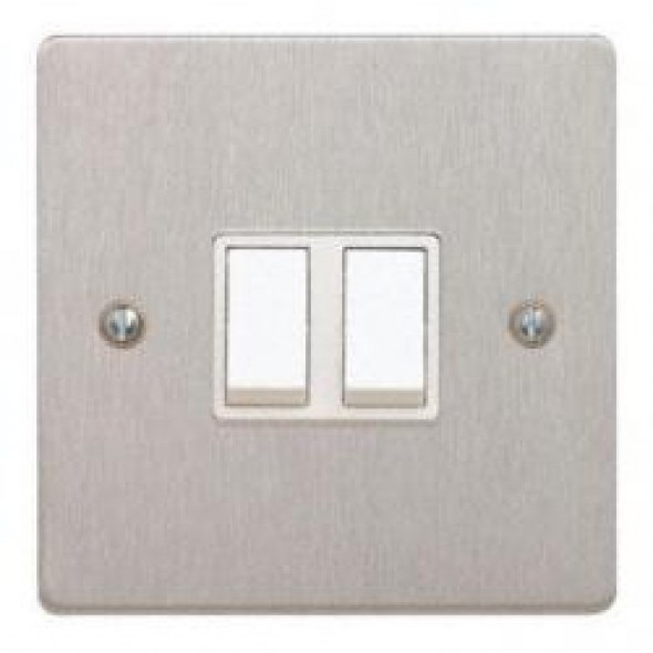 2 Gang 2 Way Switch Satin Chrome
