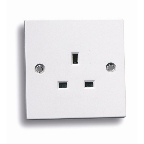 Standard white 1 gang unswitched socket