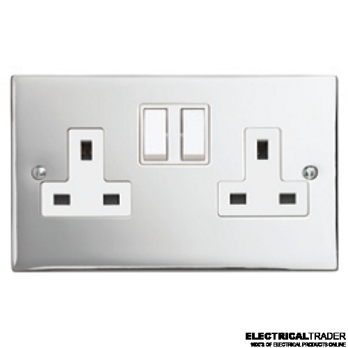 13A  2 Gang Polished Chrome Switched Socket