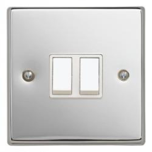 2 Gang 2 Way Switch Polished Chrome