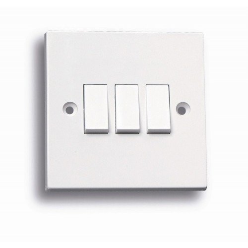 Standard white 3 gang 2 way switch