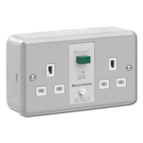 SafetySure Metalclad Unswitched RCD Twin Socket