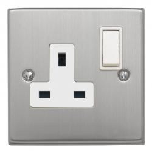 13A 1 Gang Satin Chrome Switched Socket