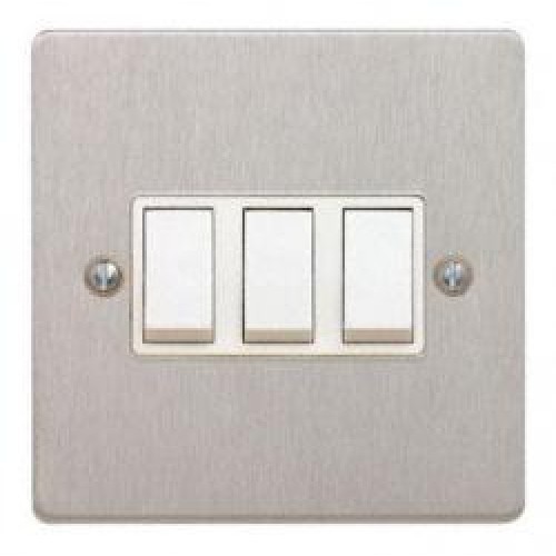 3 Gang 2 Way Switch Satin Chrome