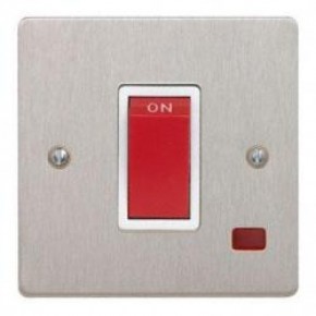 45A Satin Chrome Cooker Switch with Neon 1 Gang