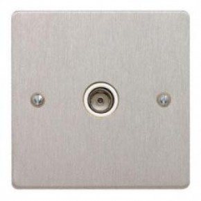 1 Gang Satin Chrome Non Isolated Coaxial Socket