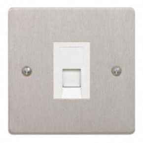 1 Gang RJ45 CAT5E Satin Chrome Data Socket