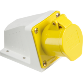 110V Yellow Wall Mounted Socket 32Amp 2P + E IP44