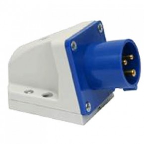 240V Blue Wall Mounted Plug 16Amp 2P + E IP44