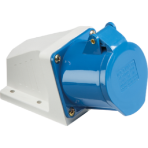 240V Blue Wall Mounted Socket 32Amp 2P + E IP44