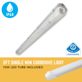 Single 2ft LED IP65 Non Corrosive Light with 10W LED Tube