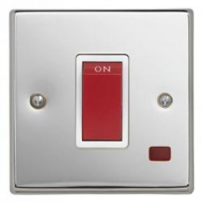 45A Polished Chrome Cooker Switch with Neon 1 Gang