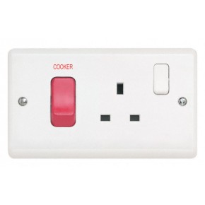 Aspire White Cooker Control Unit 45A Cooker Switch + 13A Socket