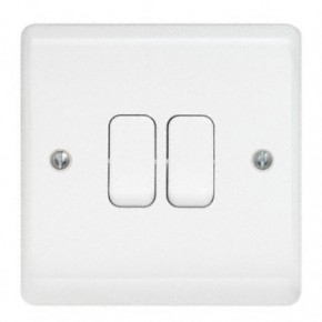 Aspire 2 Gang 2 Way Switch White