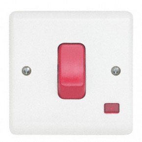 Aspire White 45A Cooker Switch with Neon 1 Gang