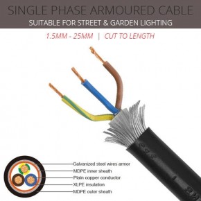 2.5mm x 3 core Single Phase Armoured Cable per metre