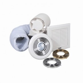 4"In-line extractor fan shower kit with light and timer