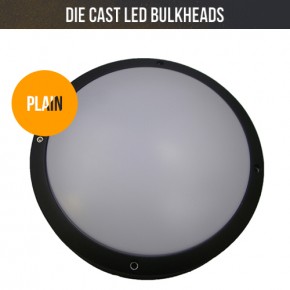 Black IP54 Bulkhead with 18W LED Lamp