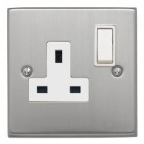 13A 1 Gang Satin Chrome Switched Socket