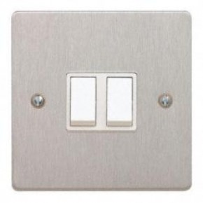 2 Gang 2 Way Switch Satin Chrome