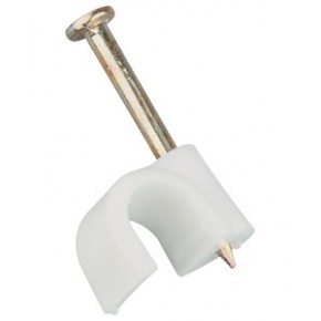 10-14mm White round cable clips per 100